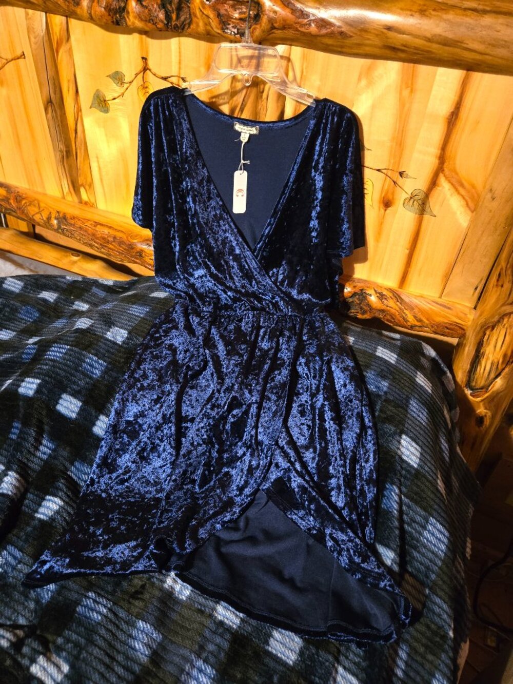 Velvet Dark Blue Dress by Eyeshadow Size S NWT